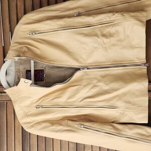 Moda In Pelle Waist Length Leather Jacket - Zippered Buttery Yellow